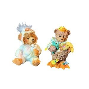 Charming Bear Figurines Easter Spring Chicken Costume Scene Collectible Decor